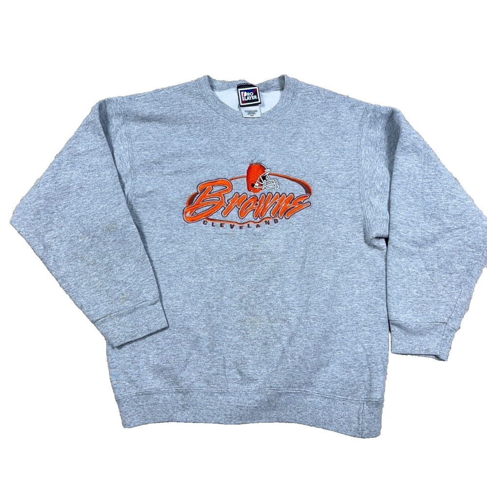 Vintage Cleveland Browns Sweatshirt Youth Medium Gray 90s Crewneck Embroidered *